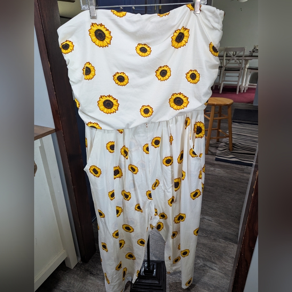 J for Justify White and Yellow Sunflower Jumpsuit